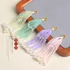 Pingentes de Borla DIY com Contas de Vidro Estilo Antigo para Acessórios Hanfu, Grampos de Cabelo de Rattan Artesanais, Enfeites