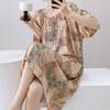 Novos Pijamas Florais Chineses de Algodão e Seda de Manga Longa para Mulheres, Verão e Primavera, Estilo Chinês Solto, Algodão e Seda, Tamanho Grande de Verão, Roupas para Casa