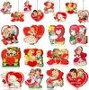 Enfeite de Coração para Pendurar Dia dos Namorados Vintage Enfeite de Papel para Pendurar Coração Doce para Pendurar Decoração de Festa de Dia dos Namorados Vintage