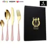 Cubiertos de Acero Inoxidable Transfronterizo de Amazon Cuchillo y Tenedor 1010 Cuchillo, Tenedor y Cuchara de Estilo Occidental Juego de 24 Piezas Cuchillo y Tenedor para Carne Caja de Regalo