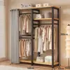 Arara de Roupas, Arara de Chão para Quarto, Arara Integrada para Closet Aberto, Unidade de Prateleira de Metal, Pode Ser Combinada com um Guarda-Roupa