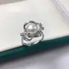 Anel de Pérola Natural de Água Doce Zhuji para Mulheres com Zircônia Microfixada Design de Pérola Joia de Mão Venda por Atacado Dropshipping