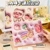 Bolsa para Archivos A4 Estilo Expansión de Dibujos Animados Bolsa de Almacenamiento para Papelería de Estudiante Bolsa Lateral con Tirador de Anillo de Capibara Lindo Bolsa Impermeable para Información