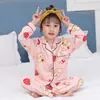Pijama Infantil Primavera e Outono Manga Longa Meninos e Meninas Crianças Médias e Grandes Fino Desenho Animado Verão Ar Condicionado Pijama Conjunto de Roupa de Casa