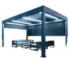 Pérgola plegable de aleación de aluminio con lamas regulables, adecuada para patios exteriores, que proporciona sombra y protección contra la lluvia.
