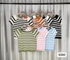 Feifei Manga Manga Corta Seda de Hielo Rayada Tejida Camiseta para Mujer Sentido del Diseño Verano Estilo Francés Chic Hermosa Blusa Alto Sentido