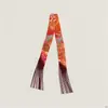 Bufanda de Seda con Cinta de Borlas para Mujer, Accesorio de Bufanda Larga, Decoración para Asa de Bolso, Pañuelo Pequeño de Seda Sarga Estilo Artístico Vintage