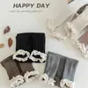 Novedad Otoño Medias para Niños Estilo Coreano Rayas Anchas Encaje Grande Longitud al Tobillo para Niñas Ropa Exterior para Bebé Calcetines Leggings