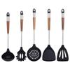 Madeira de Nogueira Silicone Transfronteiriço 5 Peças Utensílios de Cozinha Domésticos Cozinha Chinesa Alta Temperatura Resistente Pá Colher conjunto Utensílio
