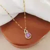 Colar Gota d'Água Zircônia Roxa Pingente Cabaça Moda Feminina Luxo Acessível Design de Nicho Coreano Estilo Quente de Celebridade da Internet Xiaohongshu