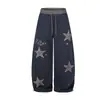 Pantalones Deportivos de Punto Bordado con Parche de Estampado de Leopardo Retro Ligeros Americanos Nuevo Oso Mágico Pantalones de Segador Hip Hop Pantalones de Pierna Ancha Casuales