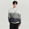 Suéter masculino de alta textura com cor gradiente e gola redonda, básico para outono e inverno 2023, novo estilo coreano moderno