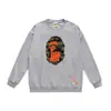 Moletom BAPE com estampa de cabeça de macaco estilo japonês, tendência transfronteiriça, gola redonda, unissex, corte solto, jaqueta de manga curta para outono e inverno