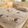 Estilo Ins Dibujos Animados Terciopelo de Leche Cálido Cama Sábanas de Cama Pieza Única Niños Terciopelo Coral Colcha de Invierno Dormitorio Funda de Almohada 2 Juego de Tres Piezas