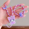 Conjunto de Colar e Pulseira de Contas para Meninas, Contas Coloridas, Joias para Meninas, Pingente Cartoon de Laço, Acessórios para Meninas
