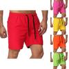 Calças de banho casuais masculinas curtas de verão, shorts de secagem rápida, calças de praia, calças de cor sólida