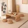 Mesa de té de ratán estilo japonés, mesa de tatami, mesa de té, mesa de balcón, mesa kang, mesa de mirador, mesa baja tejida casera, combinación simple