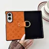 Funda con estampado de lujo vintage adecuada para Samsung ZFold3/8, funda de cobertura completa de cuero sintético para Samsung ZFold7, marca moderna y popular