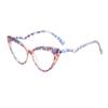 Armação Nova Cor Transfronteiriça Olho de Gato Floral Armação de Óculos Simples Moda Europeia e Americana Óculos Planos Anti-Luz Azul Bl916