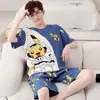 Conjunto de pijama de verano para hombre, de manga corta y pierna corta, ligero, talla grande, corte holgado, adecuado para usar como ropa de estar en casa