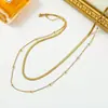Nuevo Collar de Cadena de Bolas y Cadena de Serpiente Estilo Europeo y Americano Fresco para Mujer Cadena de Clavícula de Acero Inoxidable Apilada de Lujo Ligero Moda para Parejas