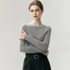 Suéter de Cashmere Baicaierong 2026 Outono/Inverno Feminino, Gola Redonda Design Versátil Camisa Base de Lã Tricotada