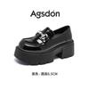 Mocasines Augu Shiden de Suela Gruesa para Mujer 2026 Otoño Nuevos Estilo Británico Tacón Grueso Zapatos de Vestir Zapatos de Charol Negro Brillante
