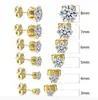 Pendientes pequeños de acero inoxidable con circonita, pendientes pequeños de moda simple, versión coreana de personalidad unisex, no se decoloran