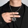 Colgante de cadena larga con forma de estrella de seis puntas y cruz para hombre y mujer, estilo europeo y americano, con personalidad de moda transfronteriza