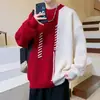 NASA SOBRE senso de design suéter felpudo espesso masculino inverno fresco malha patchwork camada de base masculina