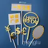 Decoração de Bolo de Aniversário Cinza Dourado Chefe da Família Riqueza Bandeira de Bolo de Aniversário Festa do Papai Homens Fantasia