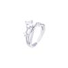 Anillo de Luz Circular Flash Diamante Planeta Cósmico Anillo de Diamante de Lujo Diseño de Personalidad Cruz Francesa Anillo de Diamante Anillo para Comida Propuesta para Enviar a Novia