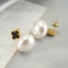 Moda europea y americana estilo francés aretes de tuerca de perla barroca de acero inoxidable estilo simple de lujo ligero combinables aretes de acero de titanio con perlas para mujer