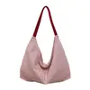 Bolsa de axila feminina transfronteiriça estilosa estilo coreano, bolsa de ombro listrada casual, bolsa de mão simples e artística estilo floresta de grande capacidade