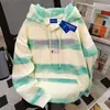Sudadera con Capucha Estampado de Letras Estilo Americano para Mujer en Otoño e Invierno, Versátil Diseño de Color Contrastante Tie-Dye Top Holgado para Estudiante