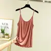 Camisola de modal ligera de talla grande para mujer, sin mangas, plisada, holgada, adelgazante, versátil, color liso, camisa base