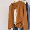 Otoño Invierno 2026 Estilo Perezoso Versión Coreana Cárdigan 100% Lana para Mujer Cuello Redondo Holgado Suave Suéter de Cachemira Abrigo Cárdigan