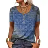 Nova Roupa Feminina Europeia e Americana Transfronteiriça para Primavera e Verão Estação Independente Temu Wish Estampa Estilo Étnico Moda Camiseta de Manga Curta para Mulheres