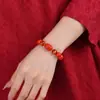 Pulseira da Sorte do Ano de Nascimento dos Doze Signos do Zodíaco Areia Dourada Roxa de Alto Teor Pulseira de Areia Vermelha Venda por Atacado