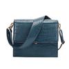 Bolso azul para mujer 2022, moderno bolso de hombro con textura de cocodrilo y correa ancha distintiva, bolso bandolera retro.