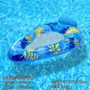 Cama Flutuante Dobrável para Piscina com Lantejoulas Gradiente Azul e Roxo, Rede de PVC Portátil com Encosto, Cadeira de Água Flutuante Inflável