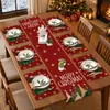 Venda Quente Transfronteiriça Jogo Americano Caminho de Mesa Tema de Natal Atmosfera Festiva Decoração Jogo Americano à Prova de Manchas Jogo de Mesa Caminho de Mesa Em Estoque