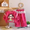 Conjunto de Roupas de Outono para Meninas 2026 Novo Estiloso Bebê Desenho Animado Roupa Infantil Primavera e Outono Moletom de Manga Longa Infantil Conjunto de Duas Peças