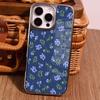 Funda Floral Estilo Japonés para Teléfono Apple 17/16Pm, Agujero Grande Plateado Brillante Galvanizado Cubierta de Vidrio Anti-Caídas para Teléfono