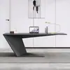 Escritorio Ejecutivo Laqueado de Lujo Ligero, Escritorio Moderno Minimalista para Gerente, Juego de Escritorio y Silla de Recepción para Salón de Belleza