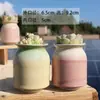 Venta Directa Juego de Macetas de Cerámica de Boca Ancha para Suculentas con Almacenamiento de Escritorio y Esmalte Fluido Frescura