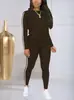 Amazon Transfronterizo Nuevo Traje Deportivo Casual para Mujer del Sudeste Asiático Color Sólido Top de Manga Larga y Pantalón Largo Conjunto de Dos Piezas