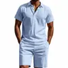 Comércio Exterior Transfronteiriço Terno Masculino Estação Primavera e Outono Cor Sólida Linho Lapela Camisa Calça Comprida Conjunto Terno Casual Masculino