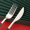 430 mango de clip esmerilado acero inoxidable cuchillo y tenedor de estilo occidental cuchara mango cuadrado cuchillo y tenedor de estilo coreano cuchara tenedor de postre cuchara stock