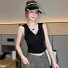 Colete sem mangas com zíper e capuz estilo hot girl americano para mulheres, design de verão, top estiloso e que afina 26209
